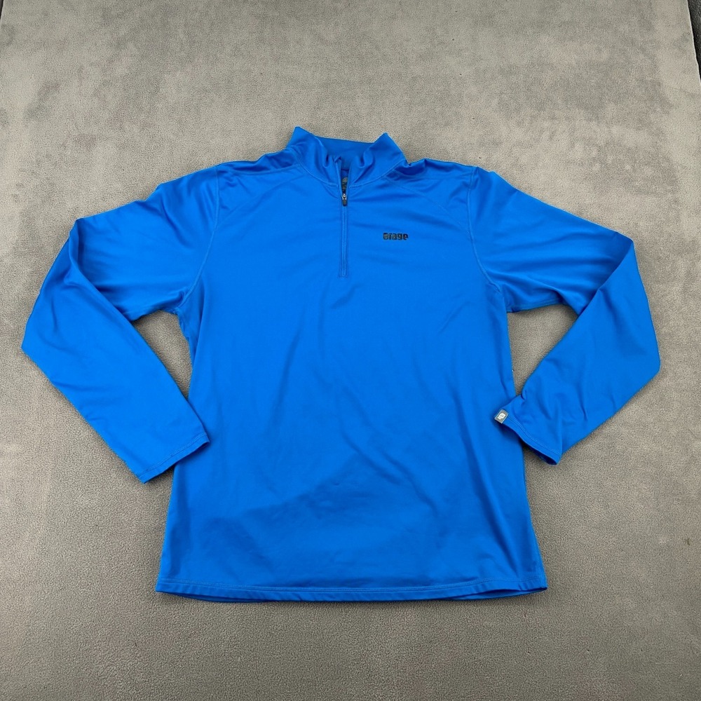 Orage Top Mens XL Blue Logo Mock‎ Neck Quarter Zip Athletic Training Running